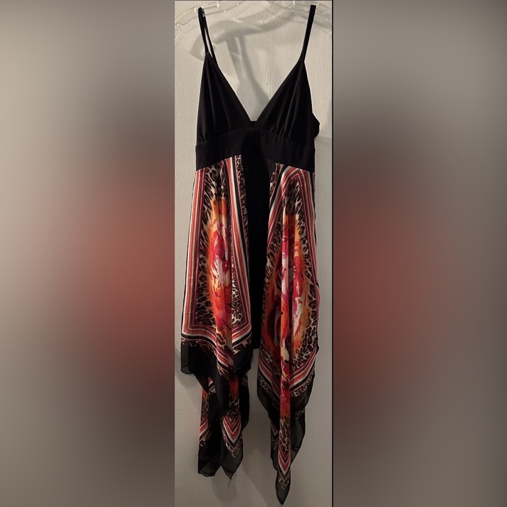 Ladies Fresh of LA Dress Handkerchief Hem Dress with Multicolor Size L